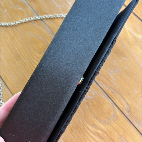 Gunne Sax by Jessica McClintock Black Satin Rhinestone Evening Purse Clutch - Picture 3 of 8